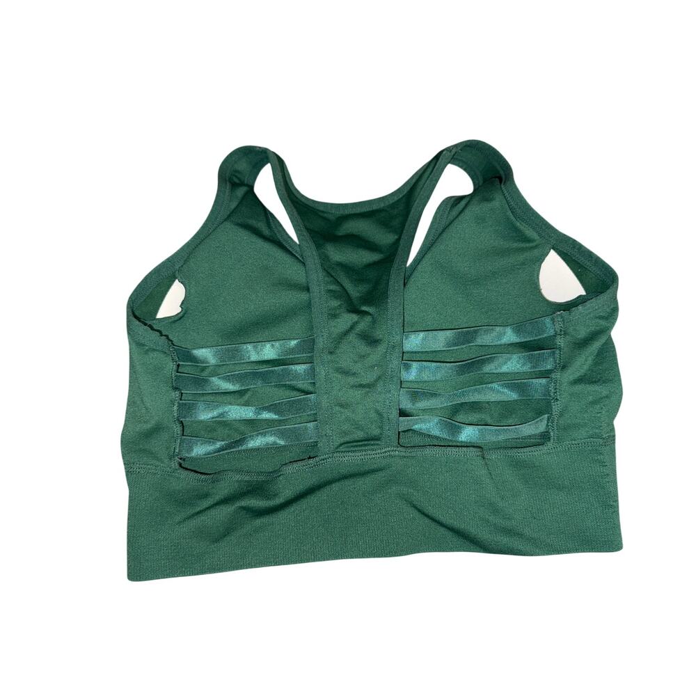 Pro-Fit Seamless Womens Size Med Racerback Strappy Athletic Sports Bra Green